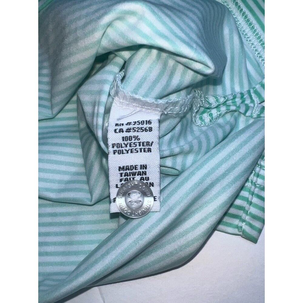 Straight Down Polo Shirt Men Size XXL Green Striped Performance Golf Embroidered - Picture 8 of 16